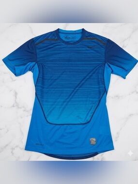 Nike Pro Combat Men's Medium Blue Hypercool Dri-FIT Compression Training Shirt